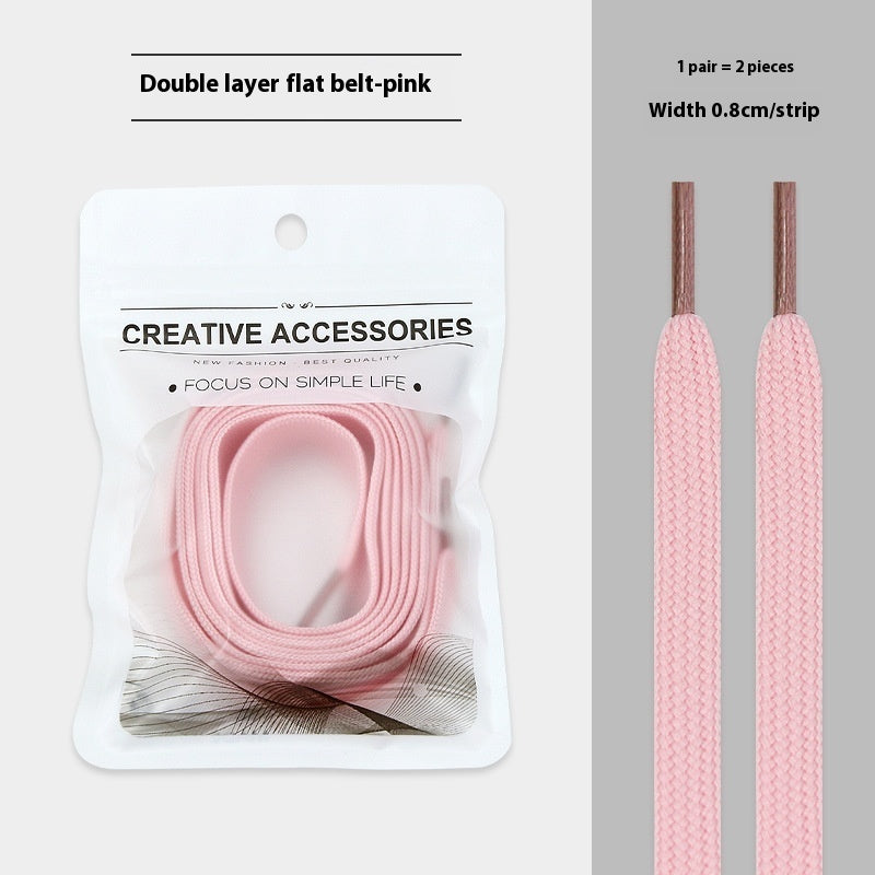 White Shoes Colorful Bandlet Shoelaces Pink - D&A