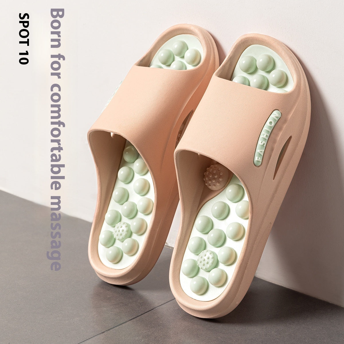 Ball Massage Sandals Bathroom Bath Non-slip Wear-resistant Anti-slip Bath Mat Pedicure Pink - D&A