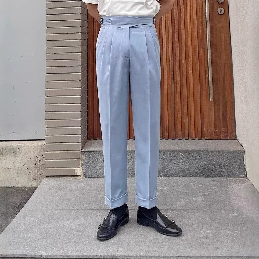 British Retro Business Casual Paris Buckle Suit Pants Men - D&A