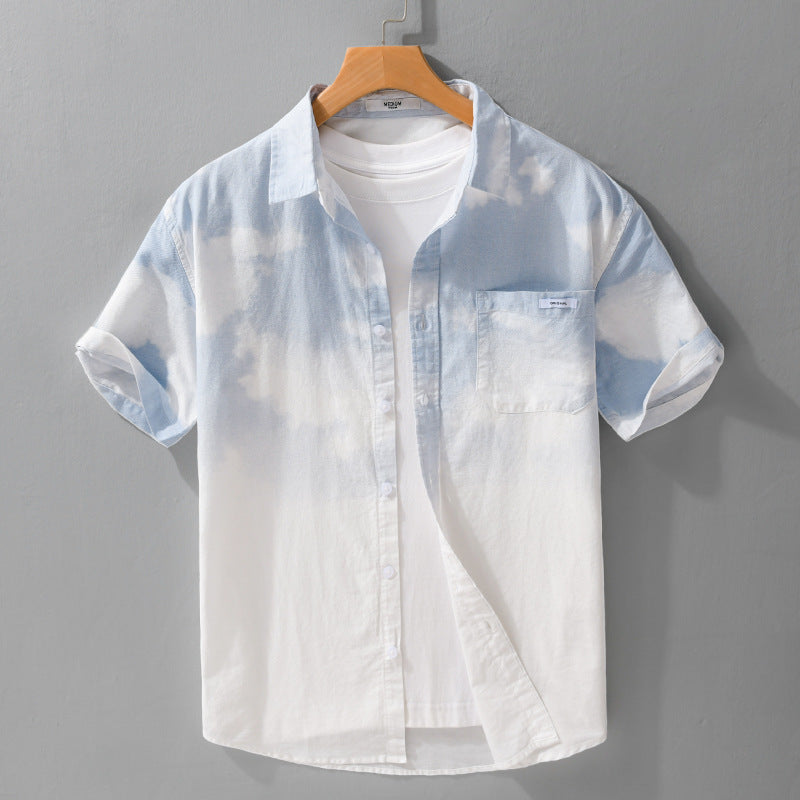 Summer Menswear Trendy All-match Short-sleeved Shirt Sky Blue - D&A