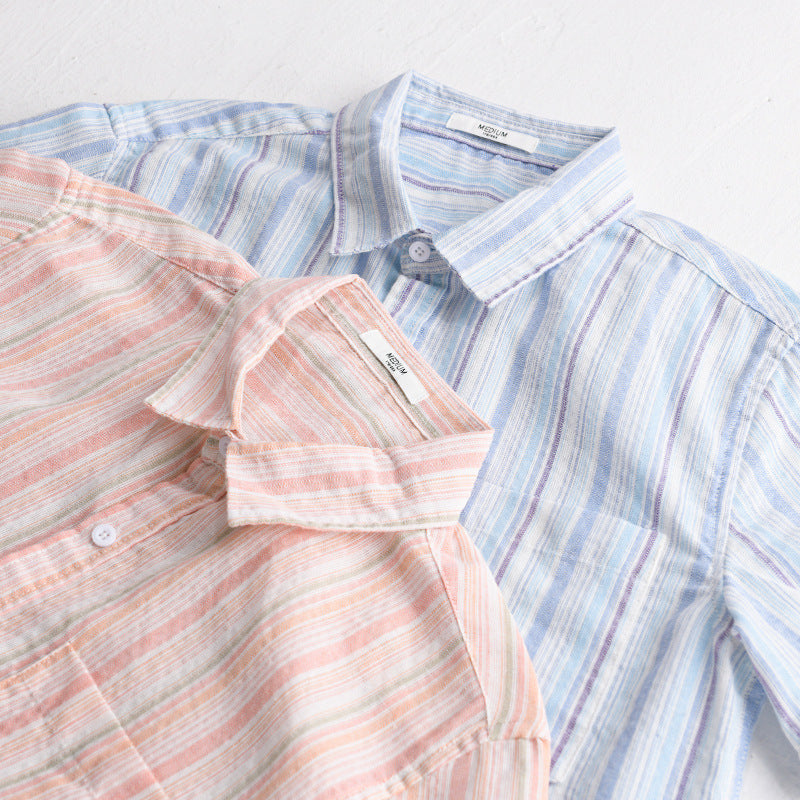 Summer Menswear Striped Minimalist Short Sleeve Shirt - D&A