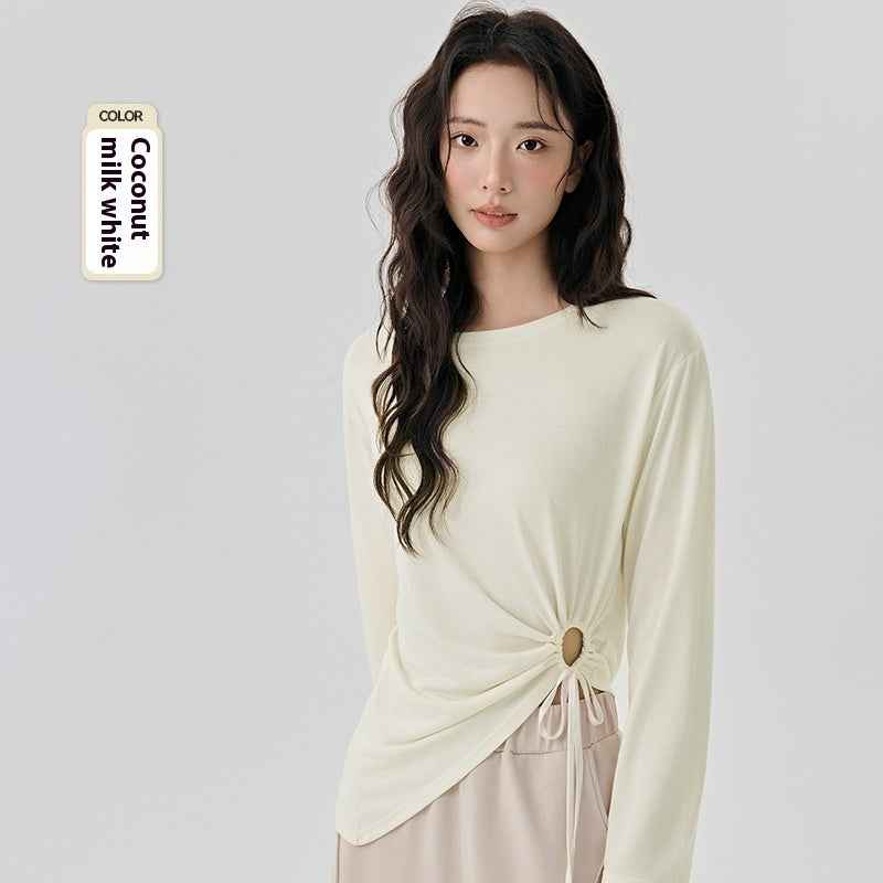 Modal Side Sexy Cutout Drawstring Loose Breathable Pilates Sports Blouse