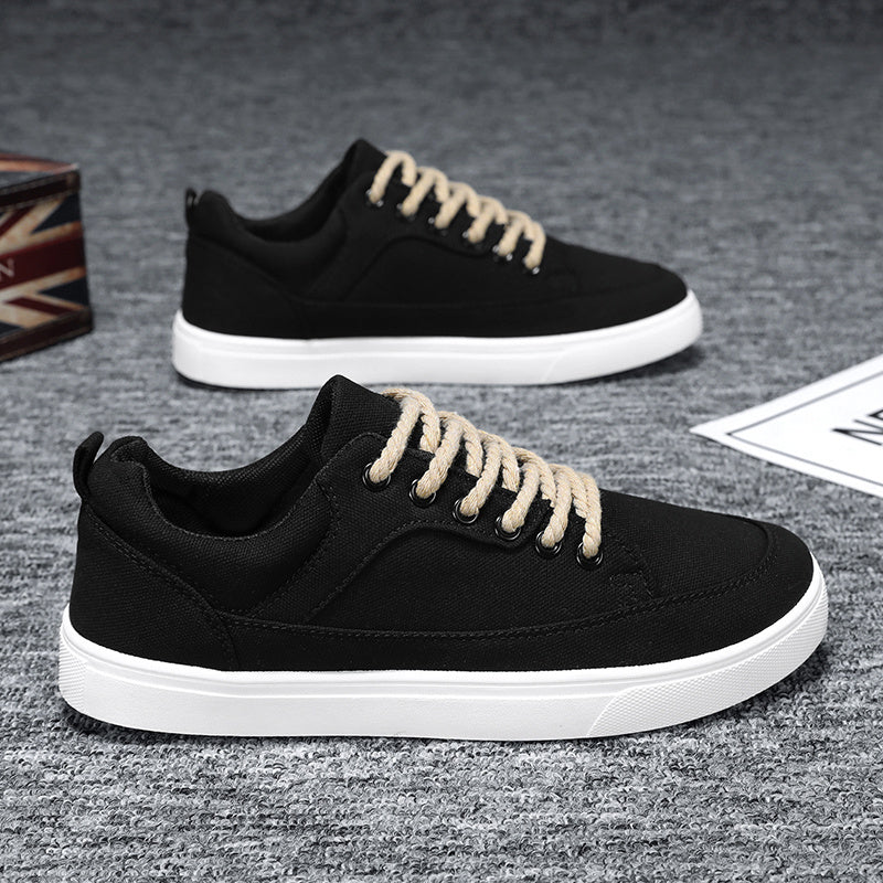 Men's Korean-style Design Versatile Youth Flat Sneakers XW321 Black - D&A