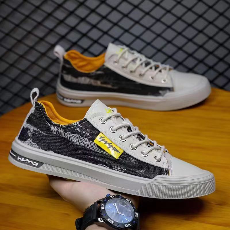 Student Trendy Men's Casual Canvas Shoes Black - D&A