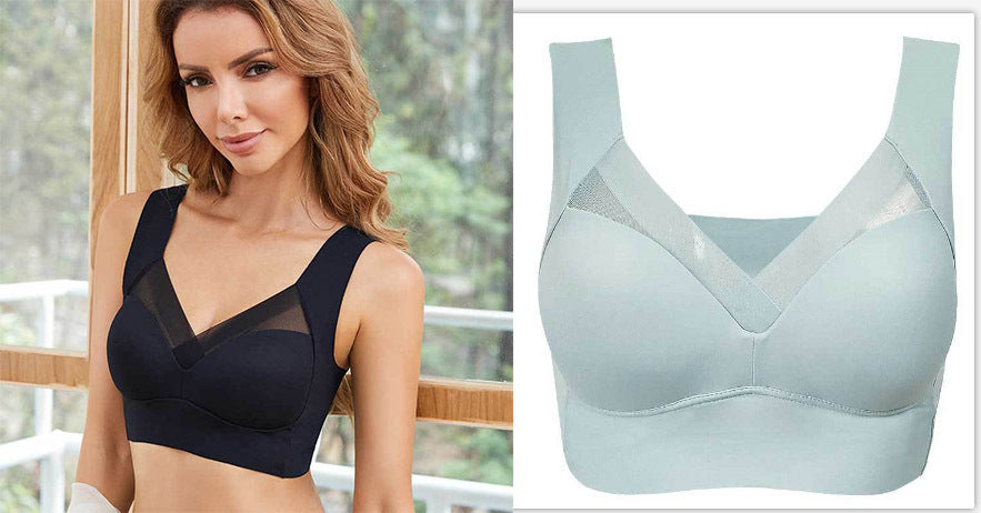 Plus Size Thin Bra Accessory Breast Push Up Bra Black Blue XL - D&A
