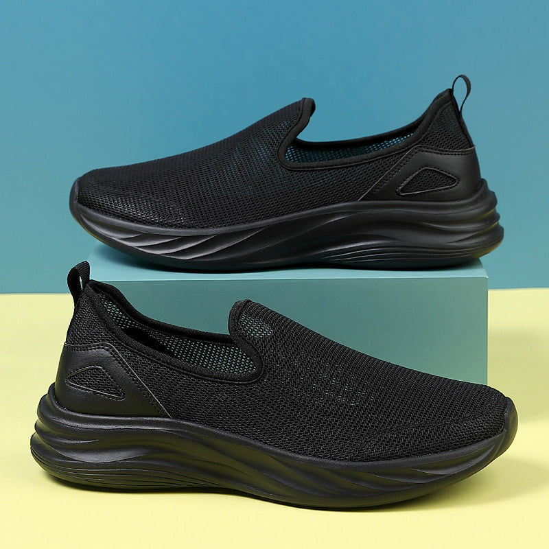 Lazy Hollow Breathable Mesh Cloth Shoes Black - D&A