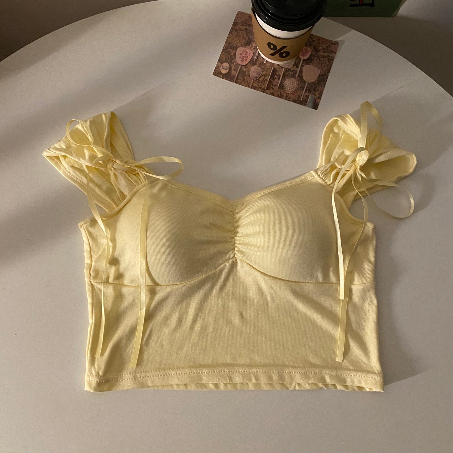 Bra Tops For Women With Bra Pads And Tank Tops Yellow One size - D&A