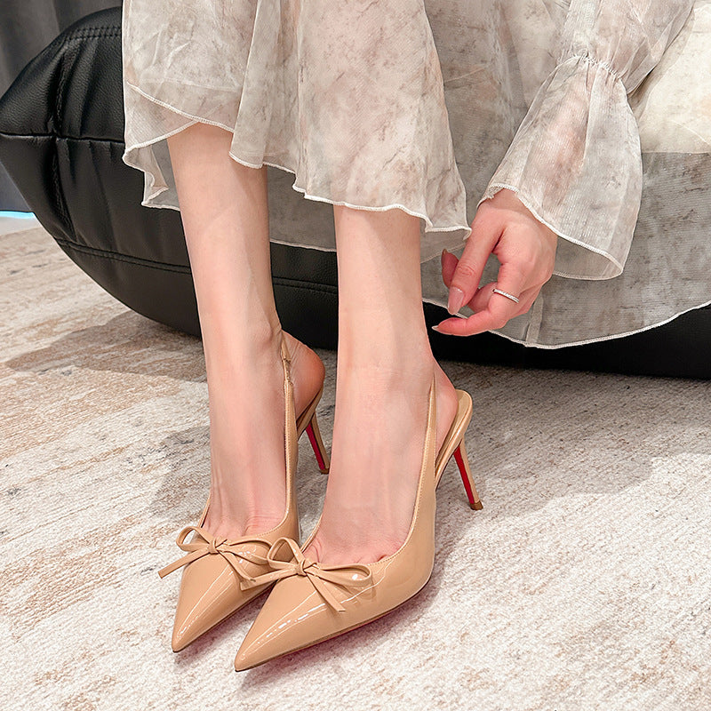 Women's High Heels Low-cut Pointed-toe Shoes Nude Color 8cm - D&A