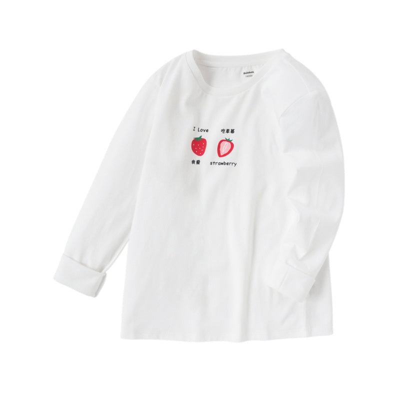 Children's Clothing Girls T-shirts Long-sleeved Girls Big Kids Sweet Cotton Bottoming Shirt White - D&A