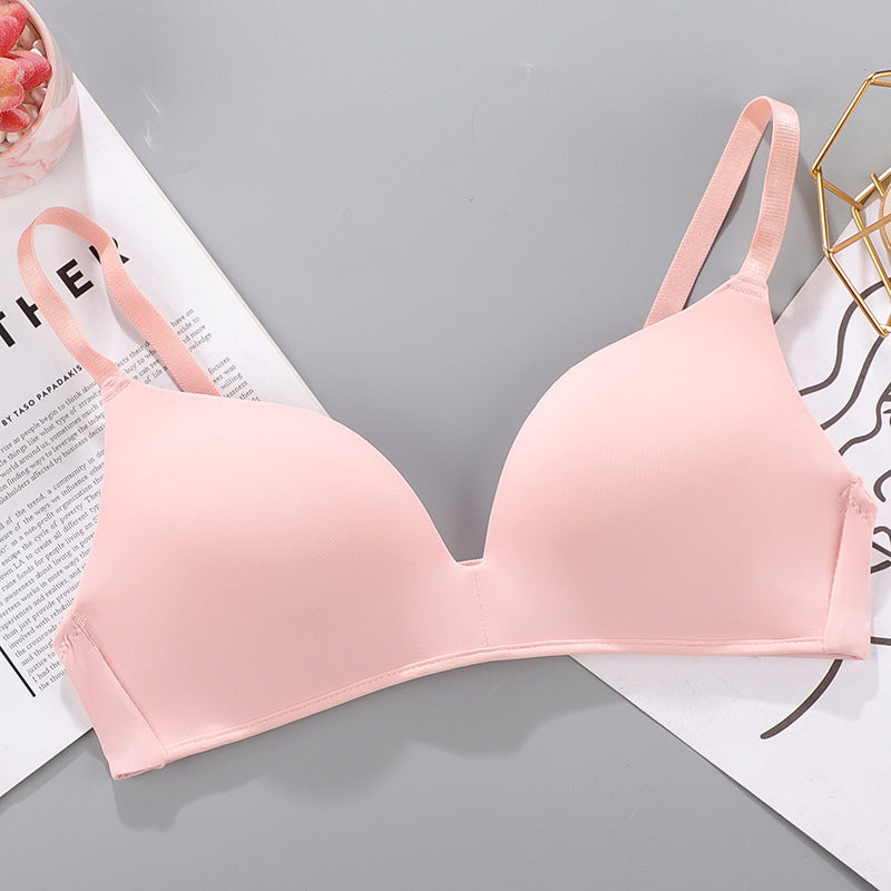 No Rims Underwear Ladies Bra Breathable Gather Bra Pink - D&A