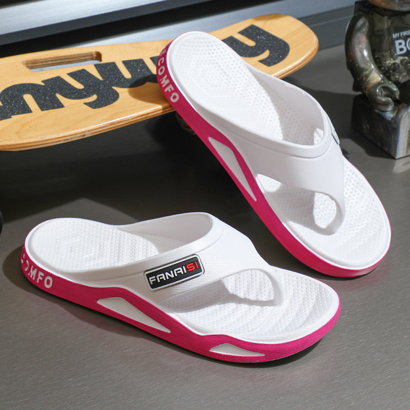 Men's Wear-resistant Casual Outdoor Wear Slippers For Summer Soft Back Thick Back Fashion Flip-flop White Rose - D&A