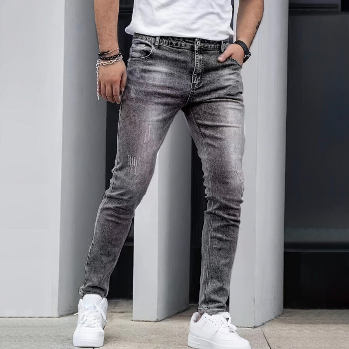 Stretch Men's Casual Solid Color Jeans Gray - D&A