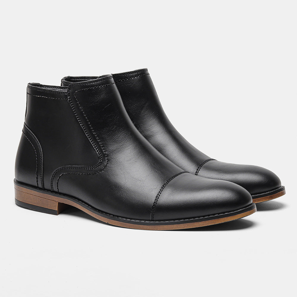Plus Size Men's Chelsea Boots Inside Zipper Leather Boots KD861 - D&A
