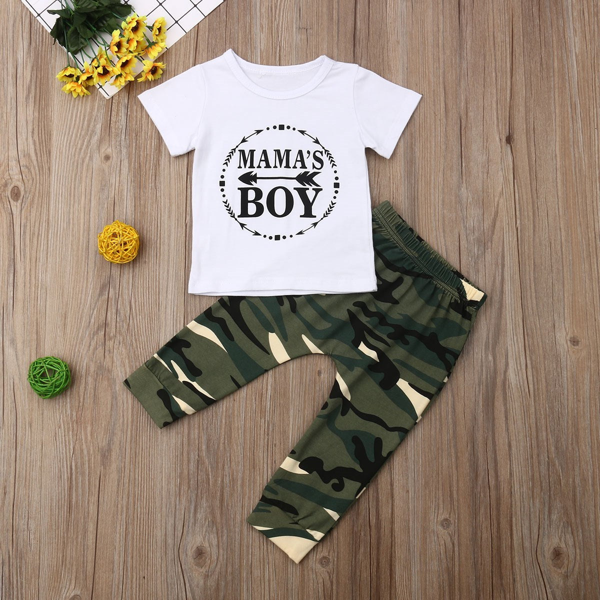 Summer Boy Clothes Cotton T-Shirt Pants White - D&A