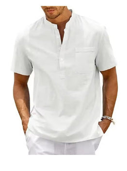 Summer New Men's Solid Color Stand Collar Short Sleeve Polo Shirt CT3971 - D&A