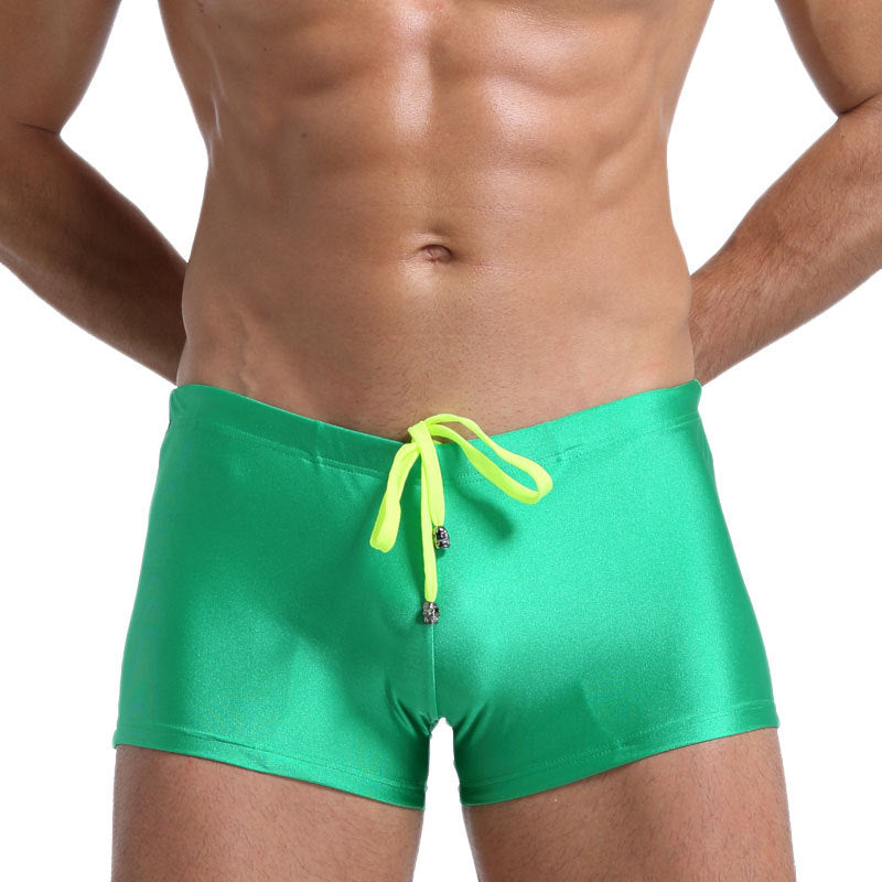 Men's Boxer Swimming Trunks Fashion Lace-up Design Green - D&A