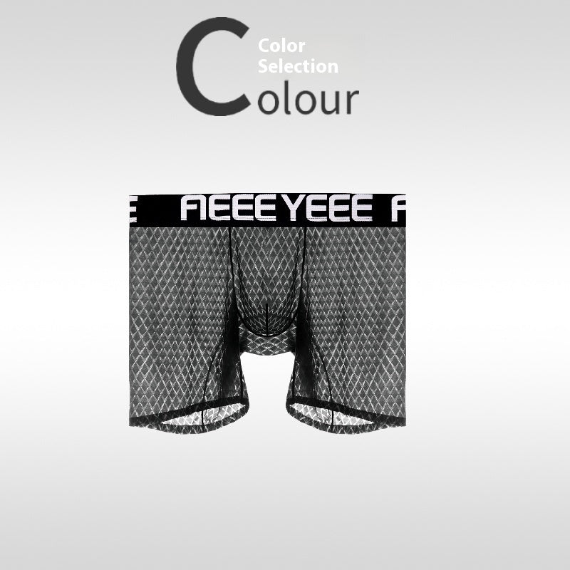 Men's Ultra-thin Ice Silk Seamless Quick-drying Breathable Boxers Black - D&A