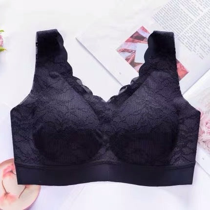 Gathered invisible vest bra beautiful back bra Black - D&A