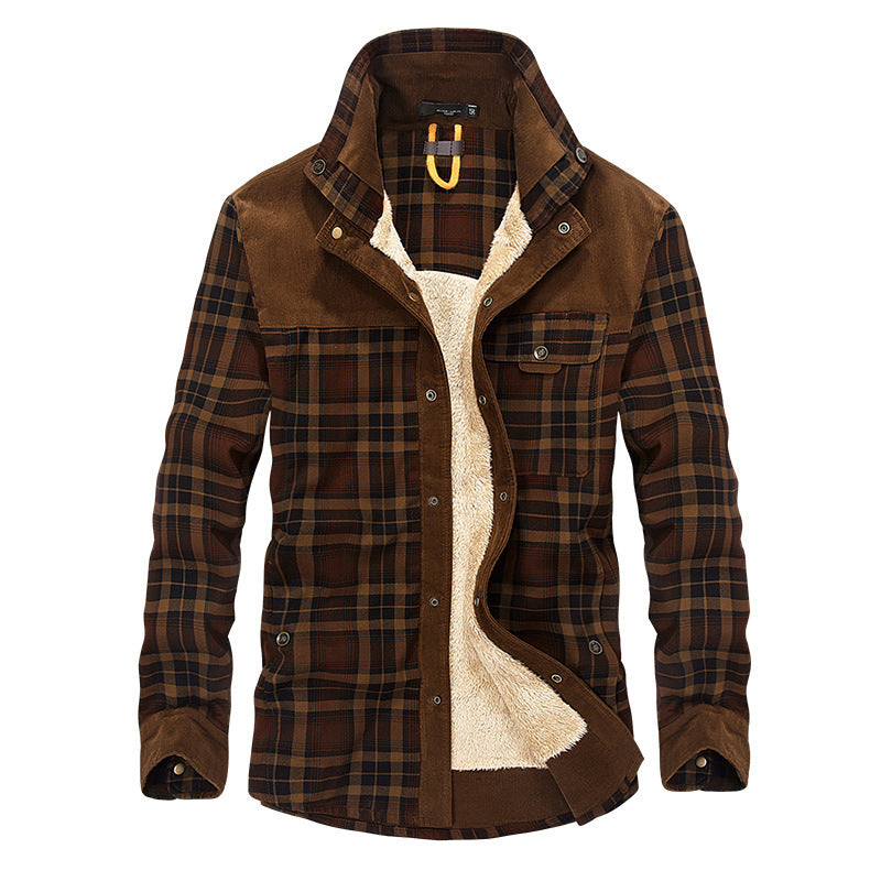 Winter Jacket Men Thicken Warm Fleece Jackets Coats Pure Cotton Plaid Jacket Military Clothes - D&A