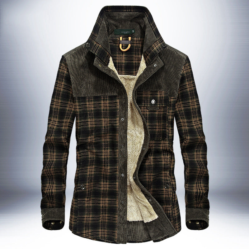 Winter Jacket Men Thicken Warm Fleece Jackets Coats Pure Cotton Plaid Jacket Military Clothes - D&A
