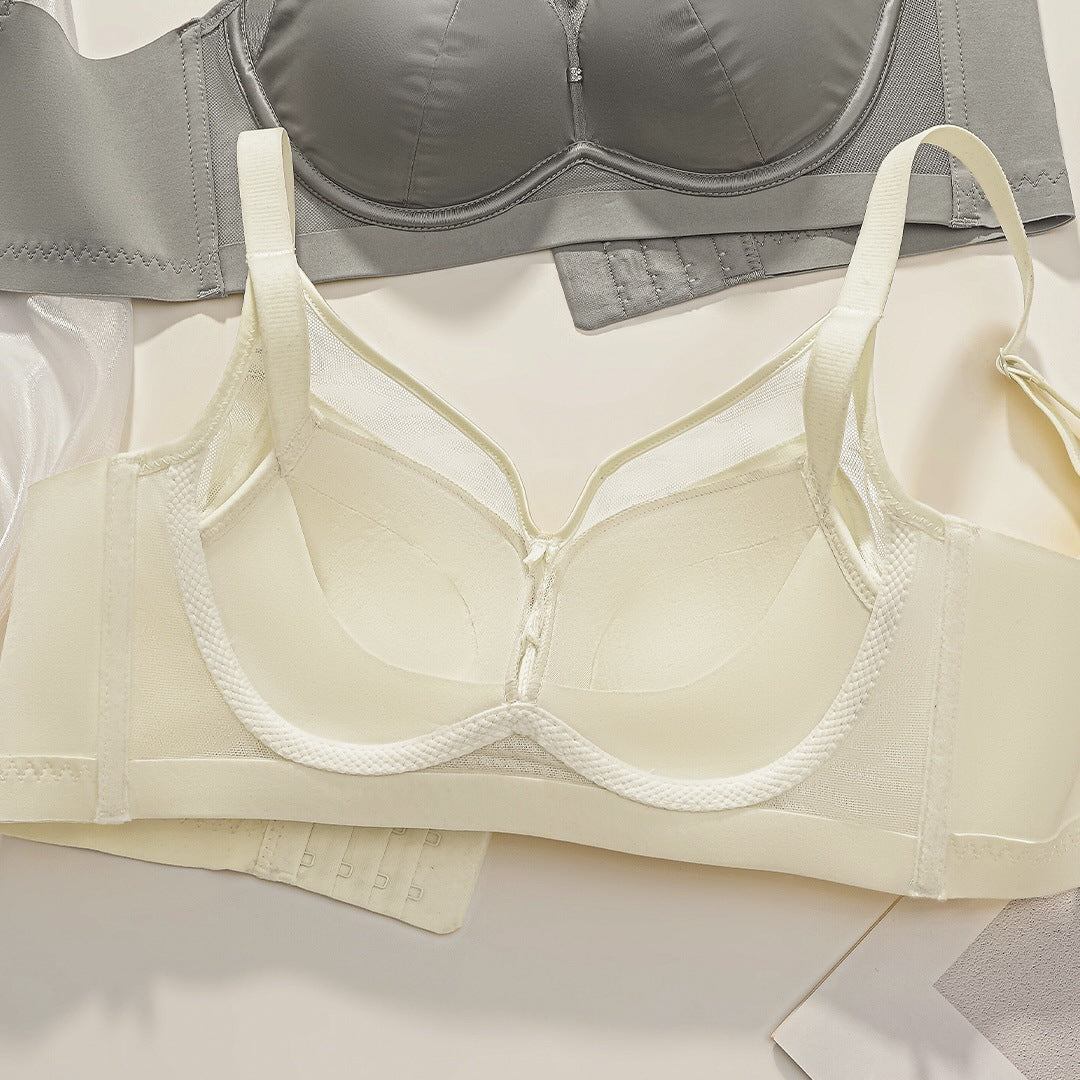 Satin Mesh Bra Medium-weight Cup Wireless Backless Bra - D&A