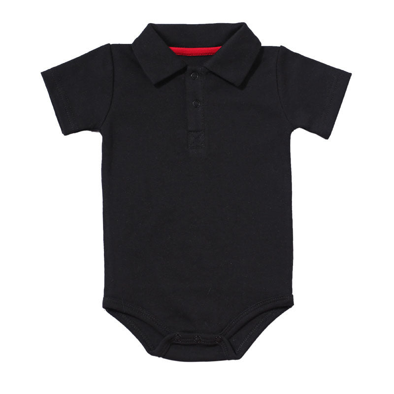 Lapel baby onesies Black - D&A
