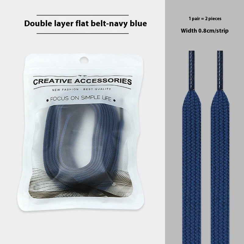 White Shoes Colorful Bandlet Shoelaces Navy Blue - D&A