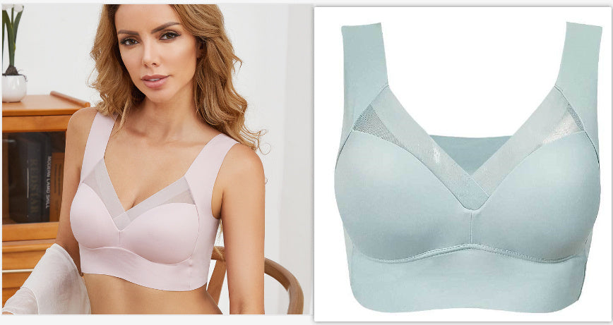Plus Size Thin Bra Accessory Breast Push Up Bra Light Blue Rose - D&A