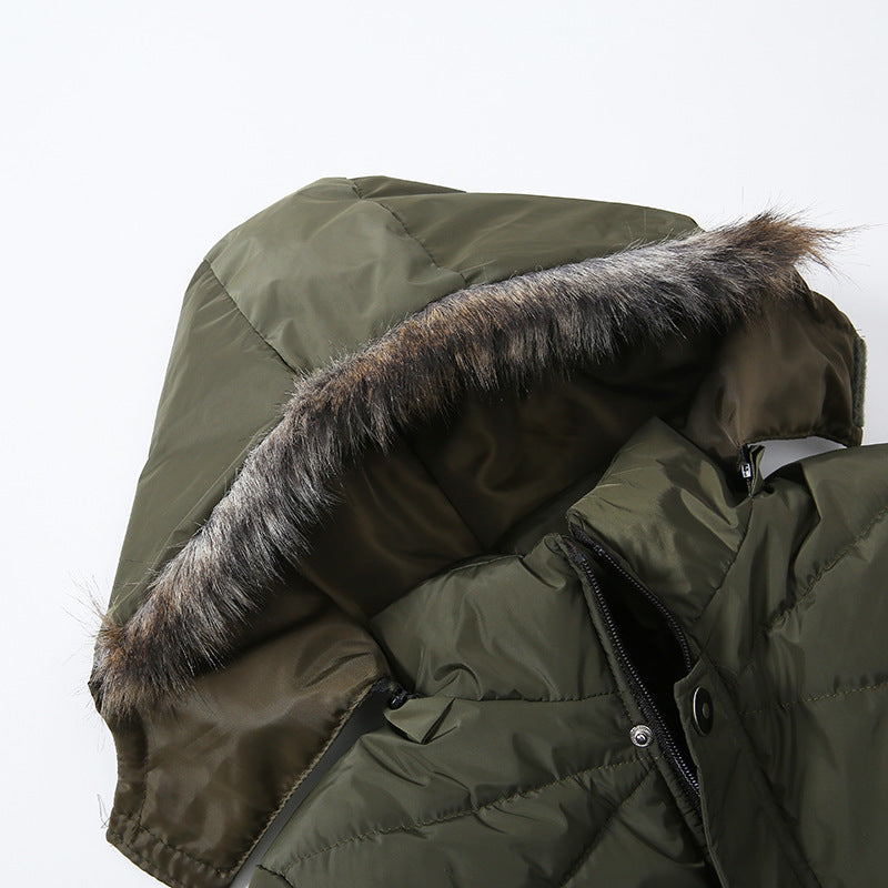Boys Large Fur Collar Padded Warm Cotton Jacket - D&A