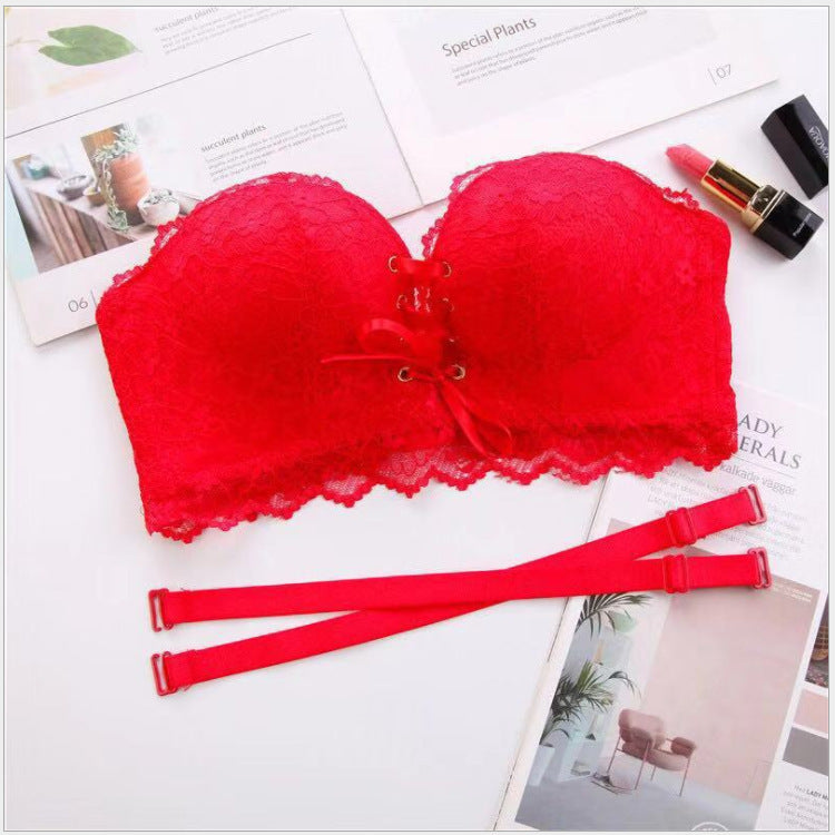 Lace gathered bra Red - D&A
