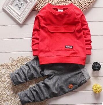 Toddler Baby Clothes Children Suit 0-3 Years Old Suit Pants Children's Sportswear Boys Girls Children's Clothing Brand Red A - D&A