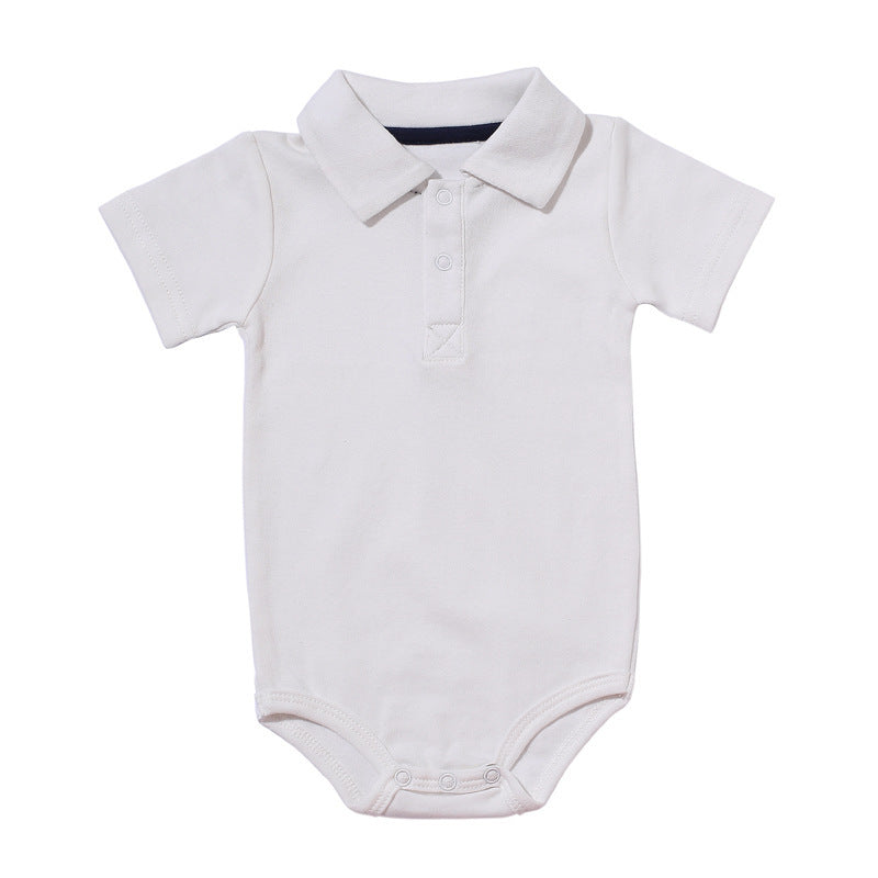 Lapel baby onesies White - D&A
