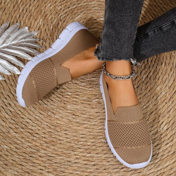 Mesh Breathable Flat Solid Color Casual Shoes For Women - D&A