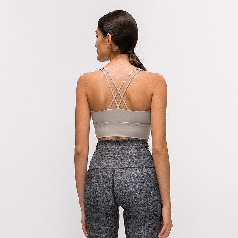 Sports bra fitness shockproof running bra without steel ring Light grey - D&A