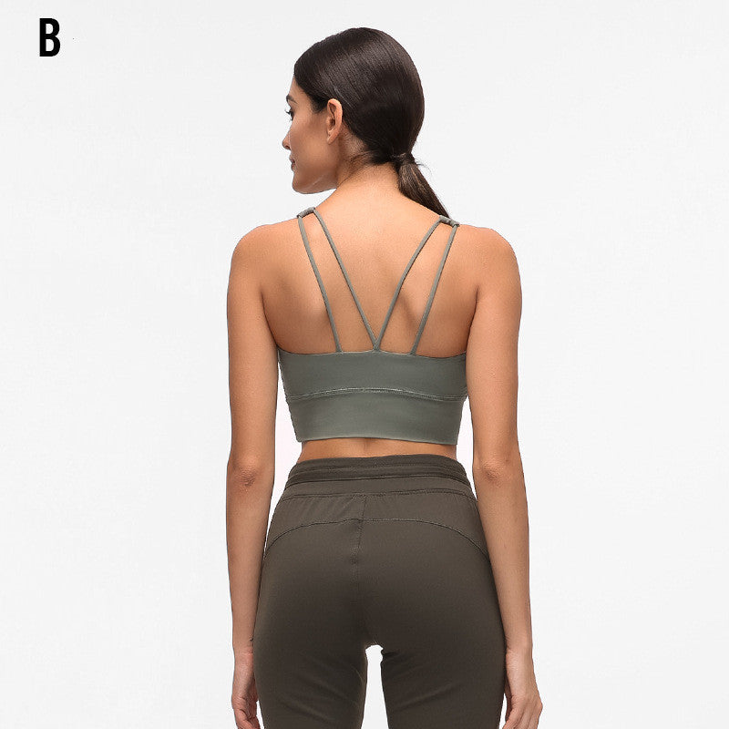 Sports bra fitness shockproof running bra without steel ring Green - D&A