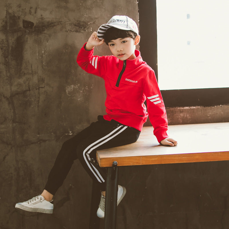 Boys'New Spring Garment in Two Kids' Leisure Sports Kids'Spring School Garments - D&A