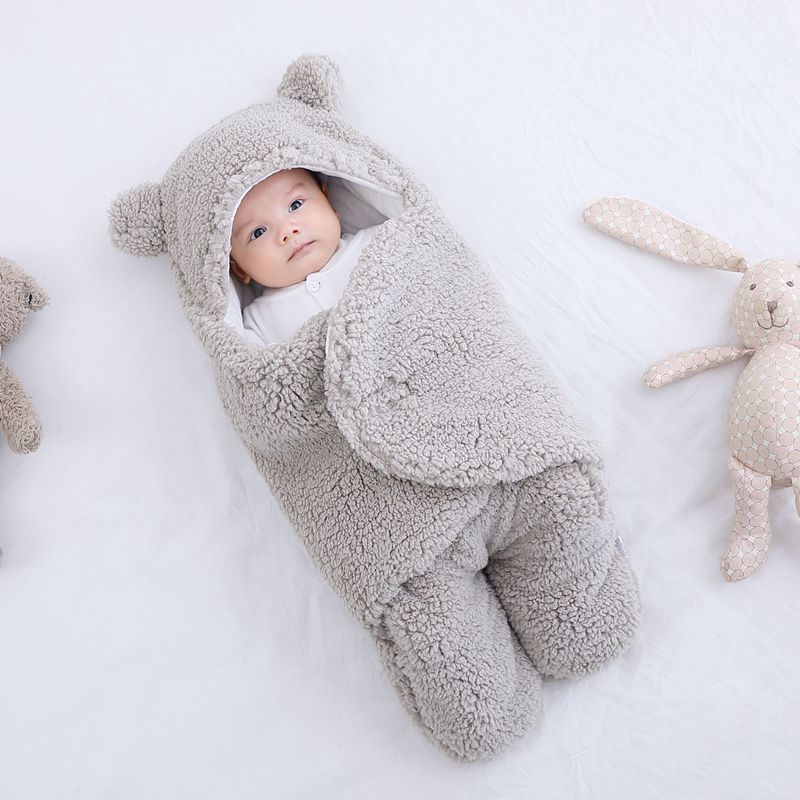 Baby Sleeping Bag Envelope for Newborn Baby Winter Swaddle Blanket Light grey - D&A