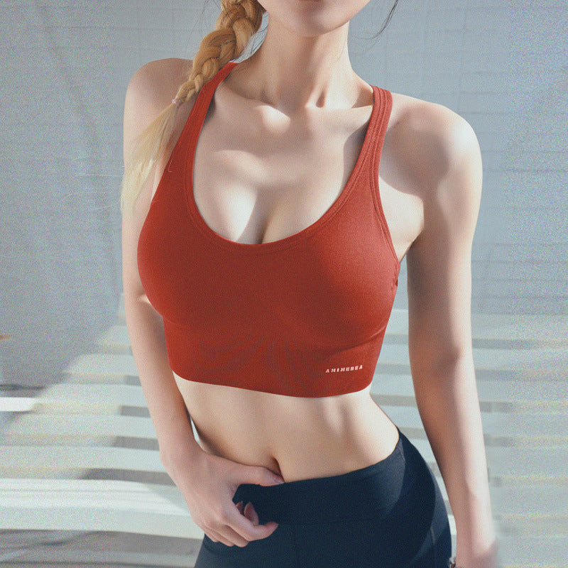Women Sports Bra Female Fitness Gym Bra Hollow Breathable Top Sexy Running Yoga Bra Athletic Sportswear Red - D&A