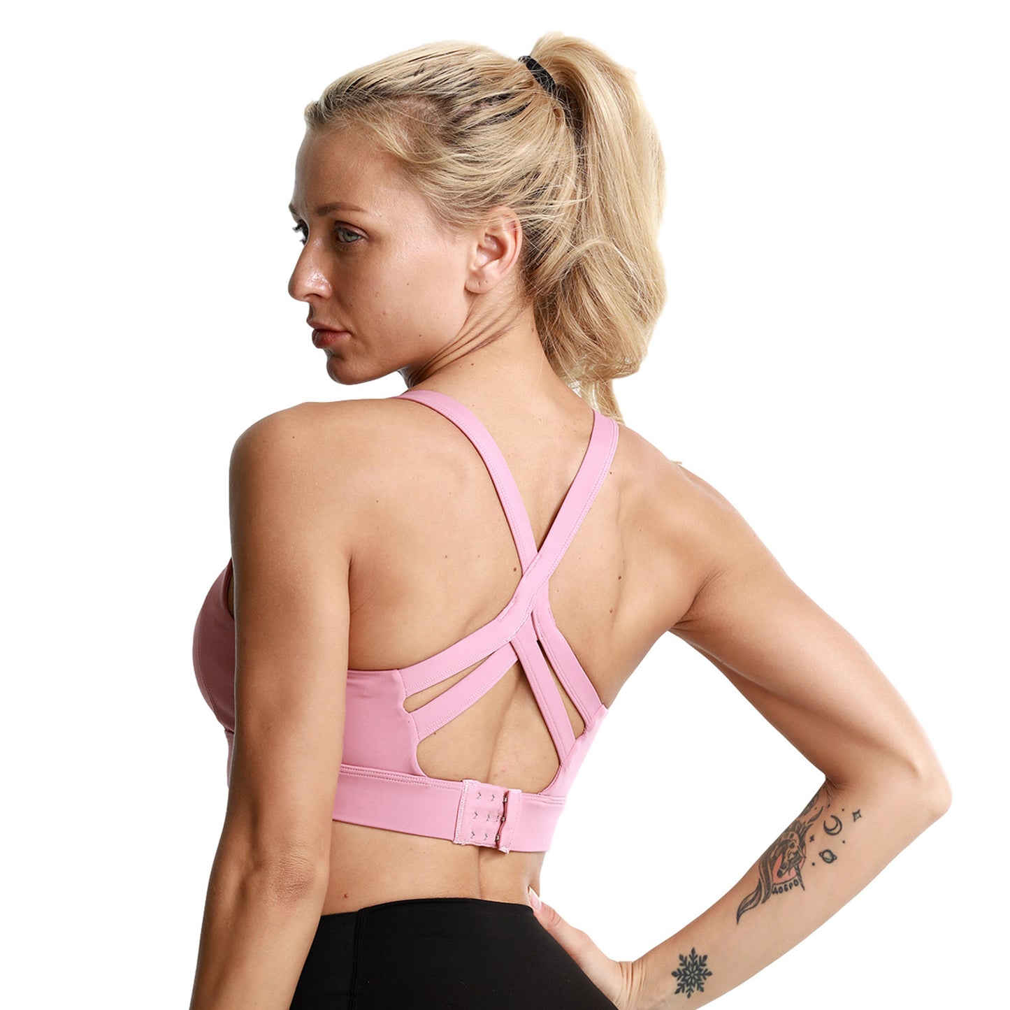 Shockproof Cross Straps Bra Running Gym Sports Bra Top - D&A
