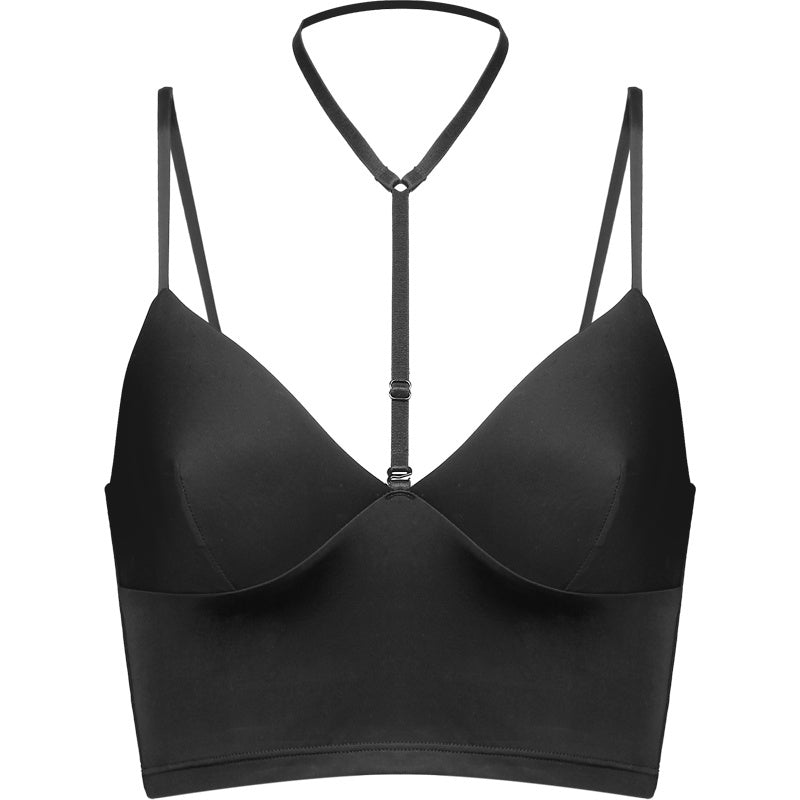 Women's Black No Steel Ring Bra Halterneck Bra Black S - D&A
