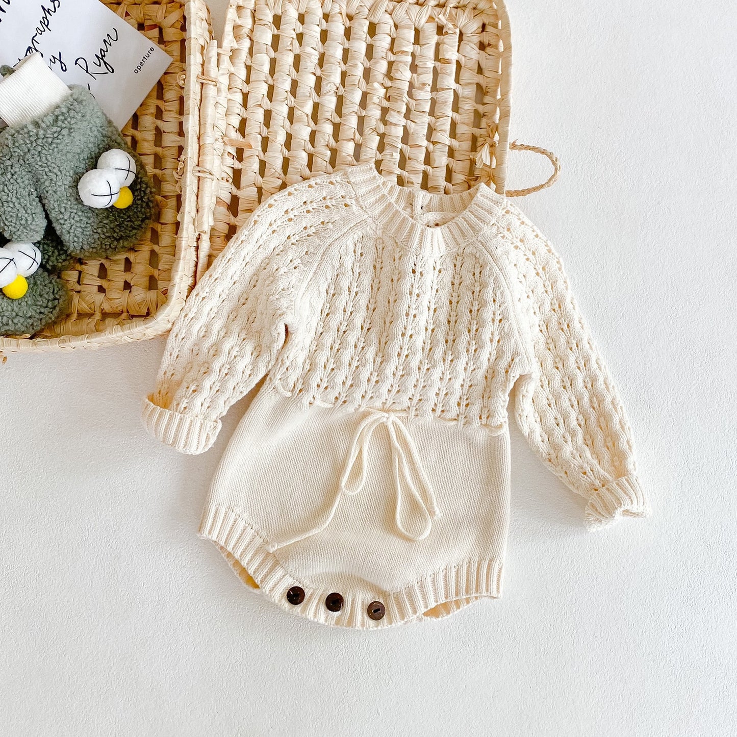 Girl Baby Knitted Hollow Waist Girdle Long Sleeves Harpy Dress Triangle - D&A