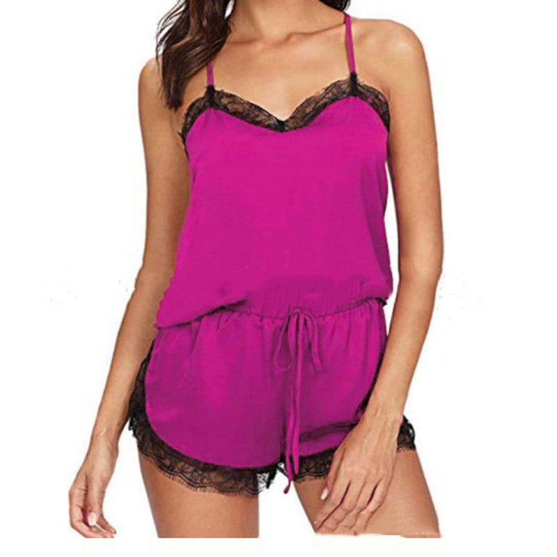 Sexy Lingerie Summer Home Pajamas Rose Red - D&A