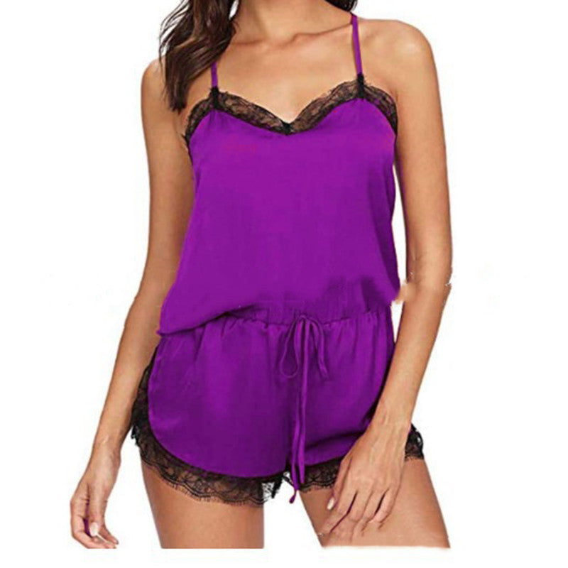 Sexy Lingerie Summer Home Pajamas Purple - D&A