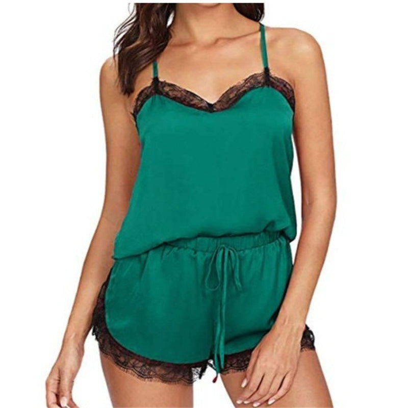 Sexy Lingerie Summer Home Pajamas Green - D&A