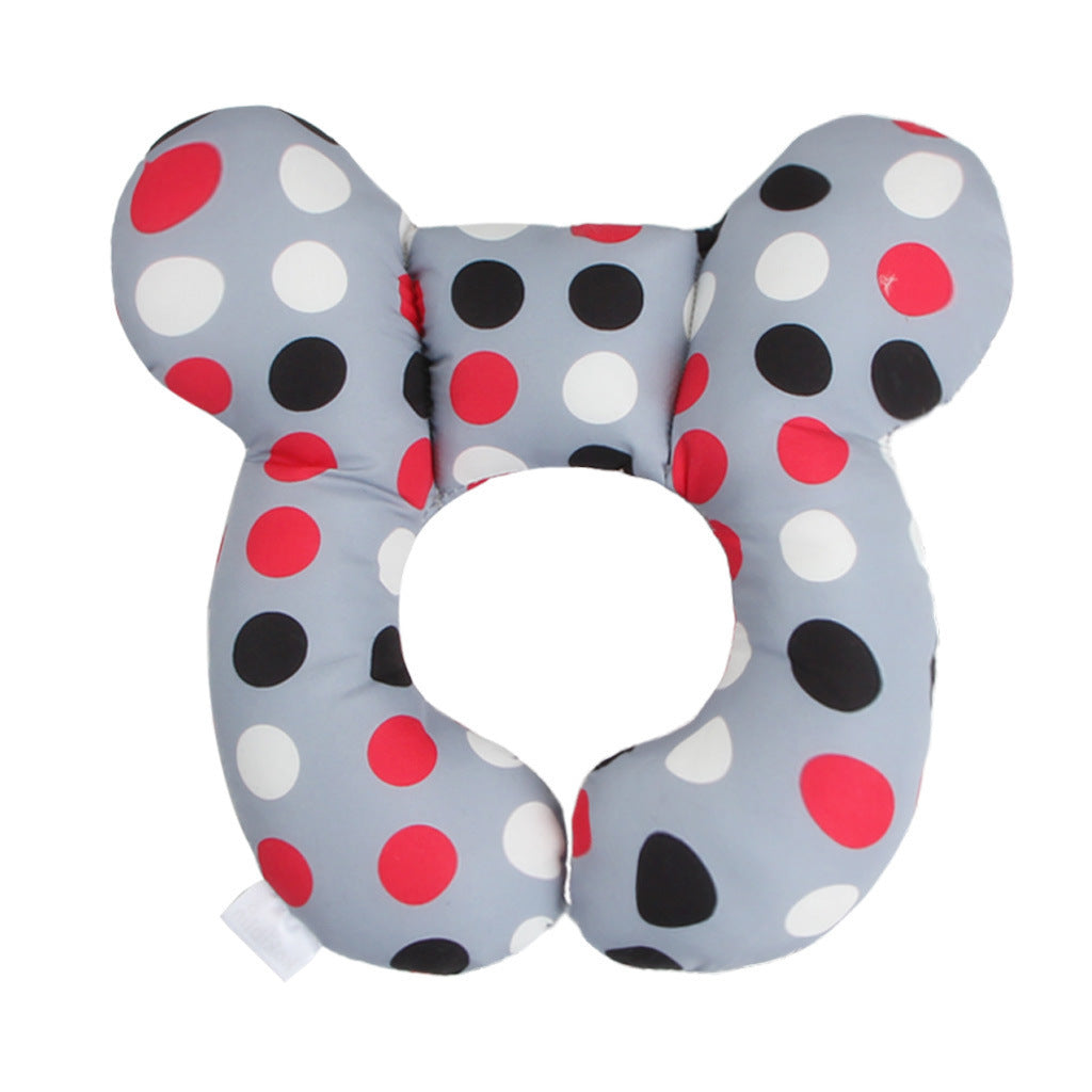 Infant Pillow Baby Bed U-Shaped Safety Seat Neck Guard Fixed Stereotyped Stroller Pillow Color dots OPP - D&A