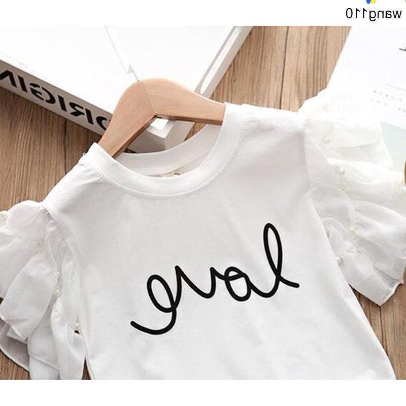 Summer Kids Girls Clothing Sets 2 pcs T-shirt Hole Pants Set - D&A