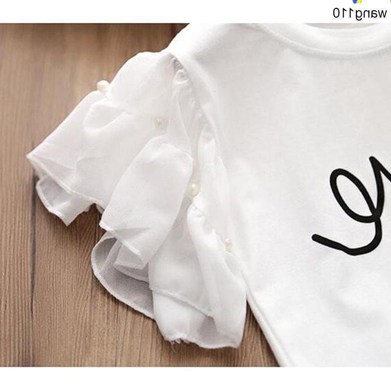 Summer Kids Girls Clothing Sets 2 pcs T-shirt Hole Pants Set - D&A