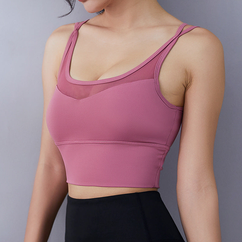 Cross Bra Shockproof Gathering Stereotype Sports Yoga Fitness Spaghetti Bra Bean Paste Powder - D&A