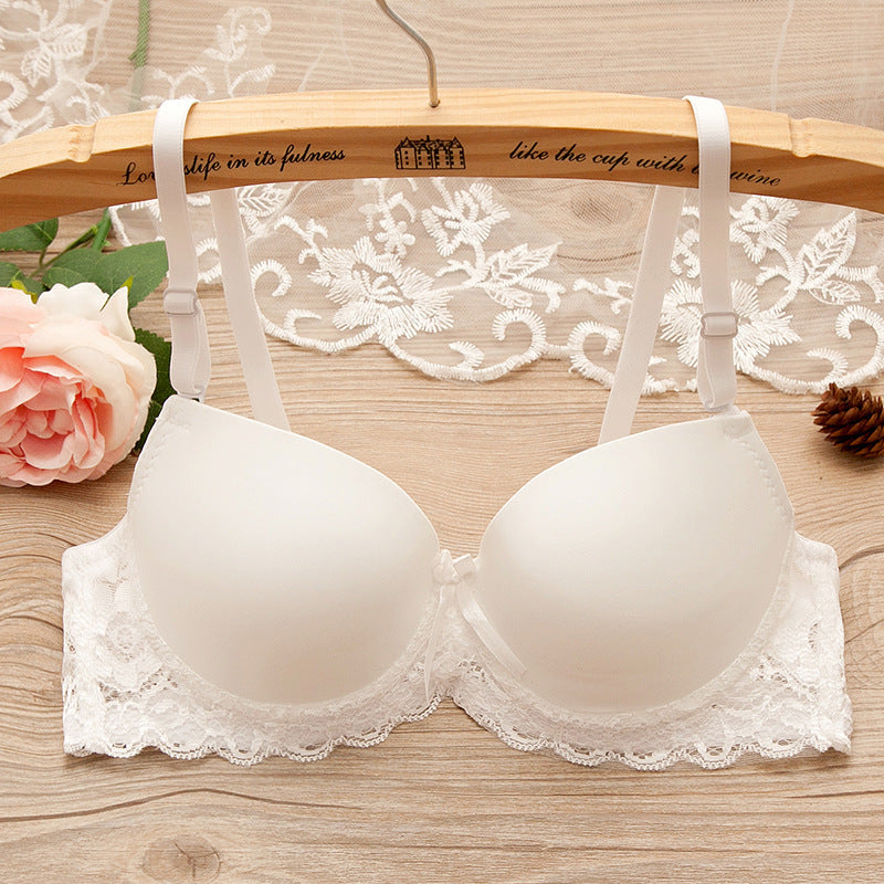 Bra Small Chest Gathered Bra With Underwire White - D&A