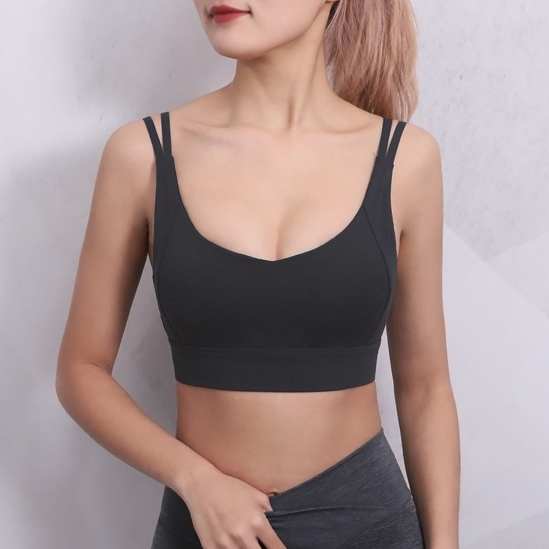 Shock-proof Running Bra Gathers Stereotype Fitness Bra Black - D&A